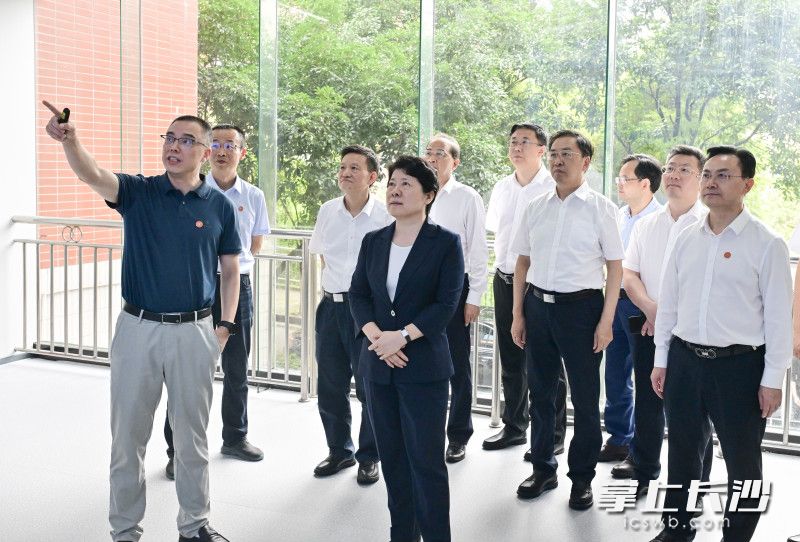 吳桂英在湖南師范大學低維量子結構與調控教育部重點實驗室調研。